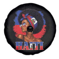 Haitian Queen Afro Melanin Graphic Spare Tire Cover Haiti Flag Heritage Pride