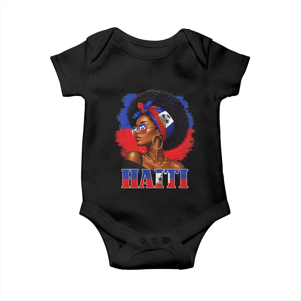 Haitian Queen Afro Melanin Graphic Baby Onesie Haiti Flag Heritage Pride
