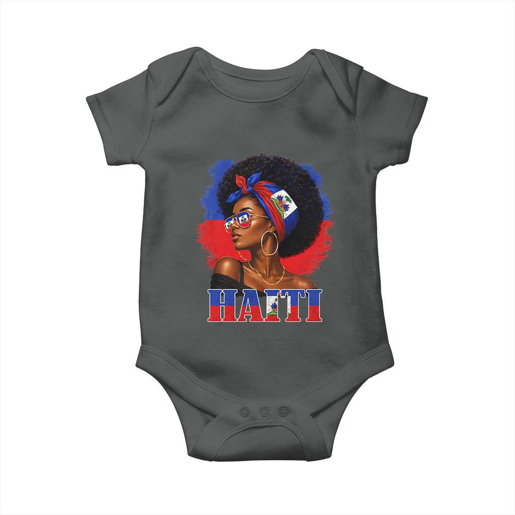 Haitian Queen Afro Melanin Graphic Baby Onesie Haiti Flag Heritage Pride