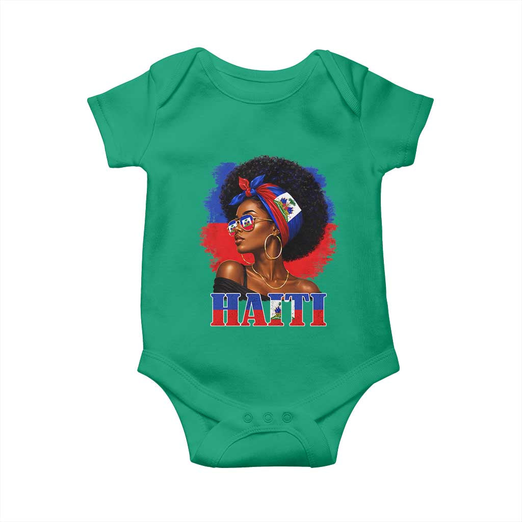 Haitian Queen Afro Melanin Graphic Baby Onesie Haiti Flag Heritage Pride