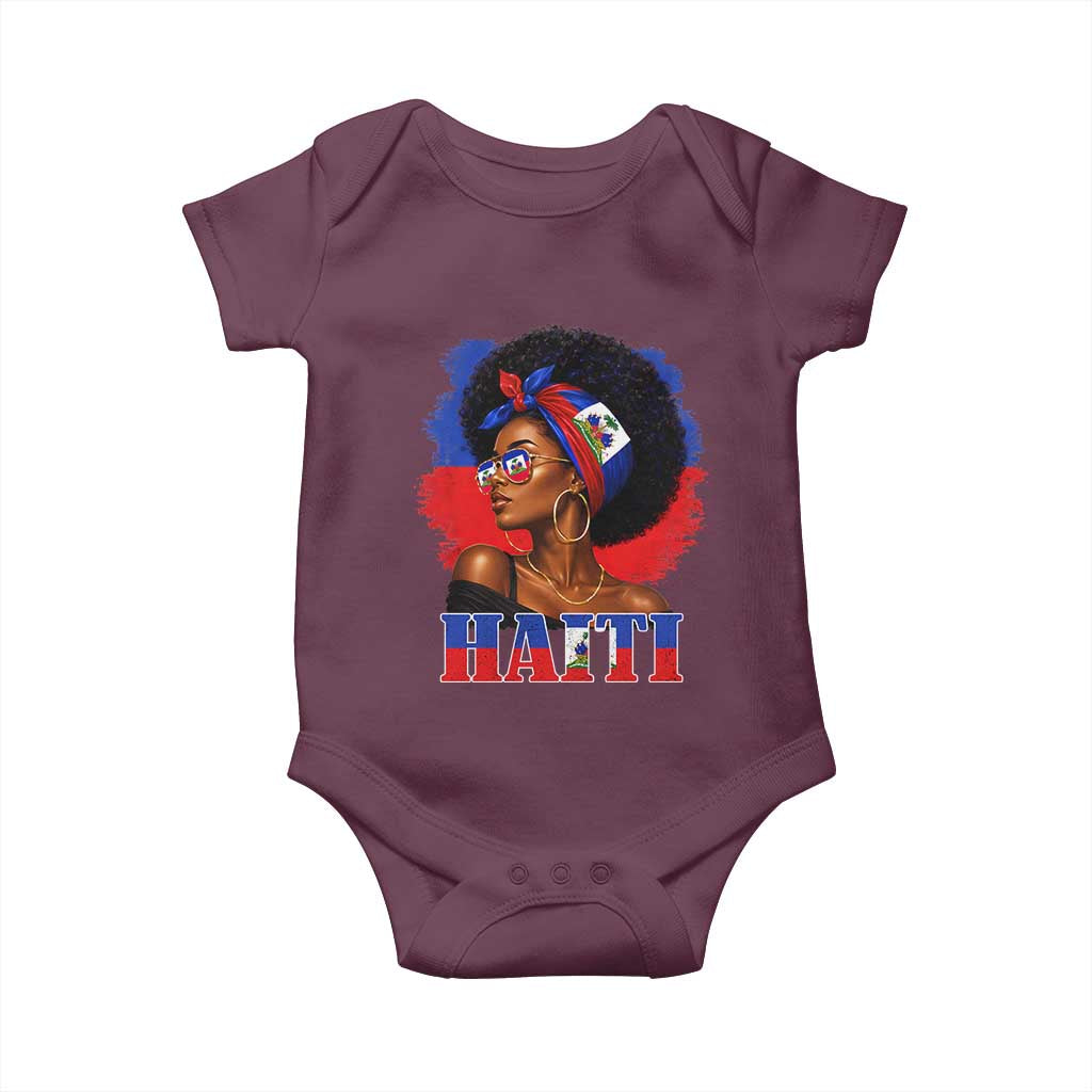 Haitian Queen Afro Melanin Graphic Baby Onesie Haiti Flag Heritage Pride