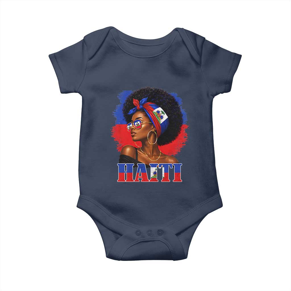 Haitian Queen Afro Melanin Graphic Baby Onesie Haiti Flag Heritage Pride