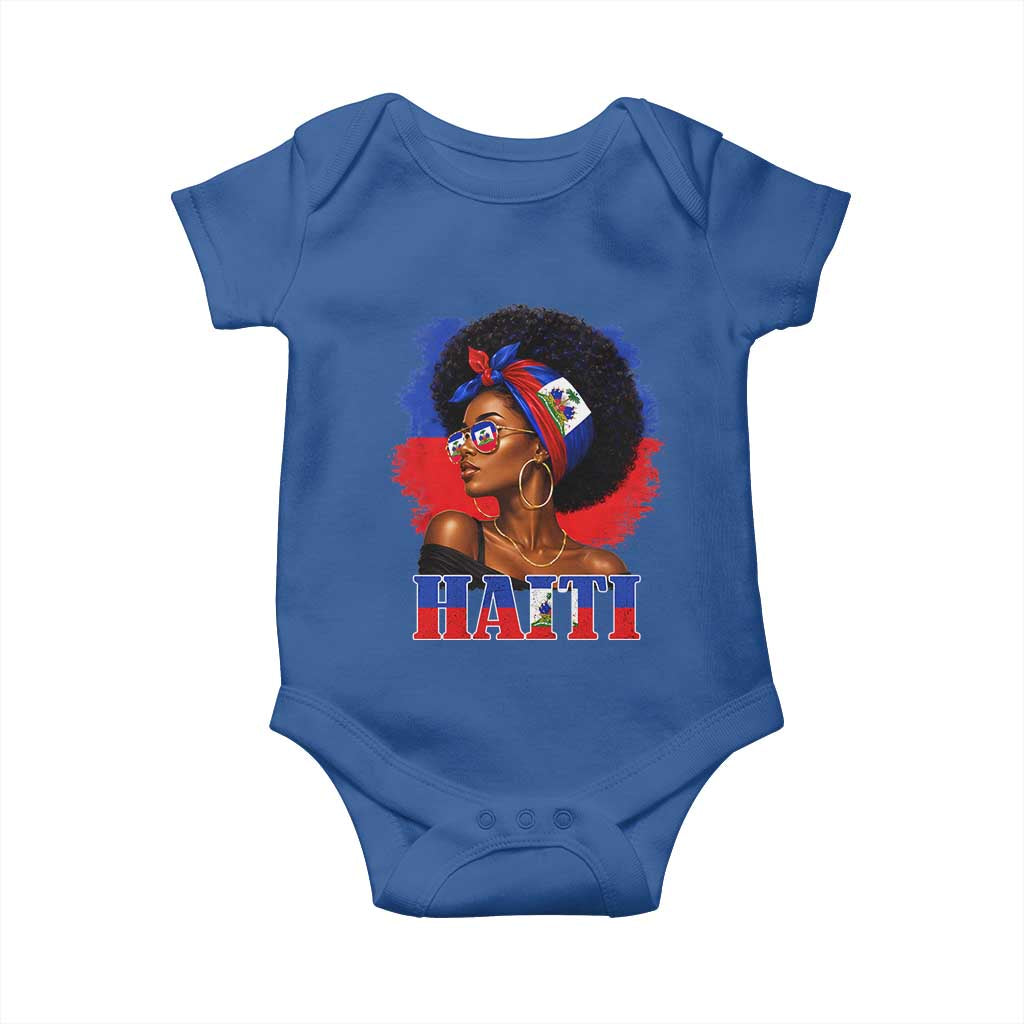 Haitian Queen Afro Melanin Graphic Baby Onesie Haiti Flag Heritage Pride
