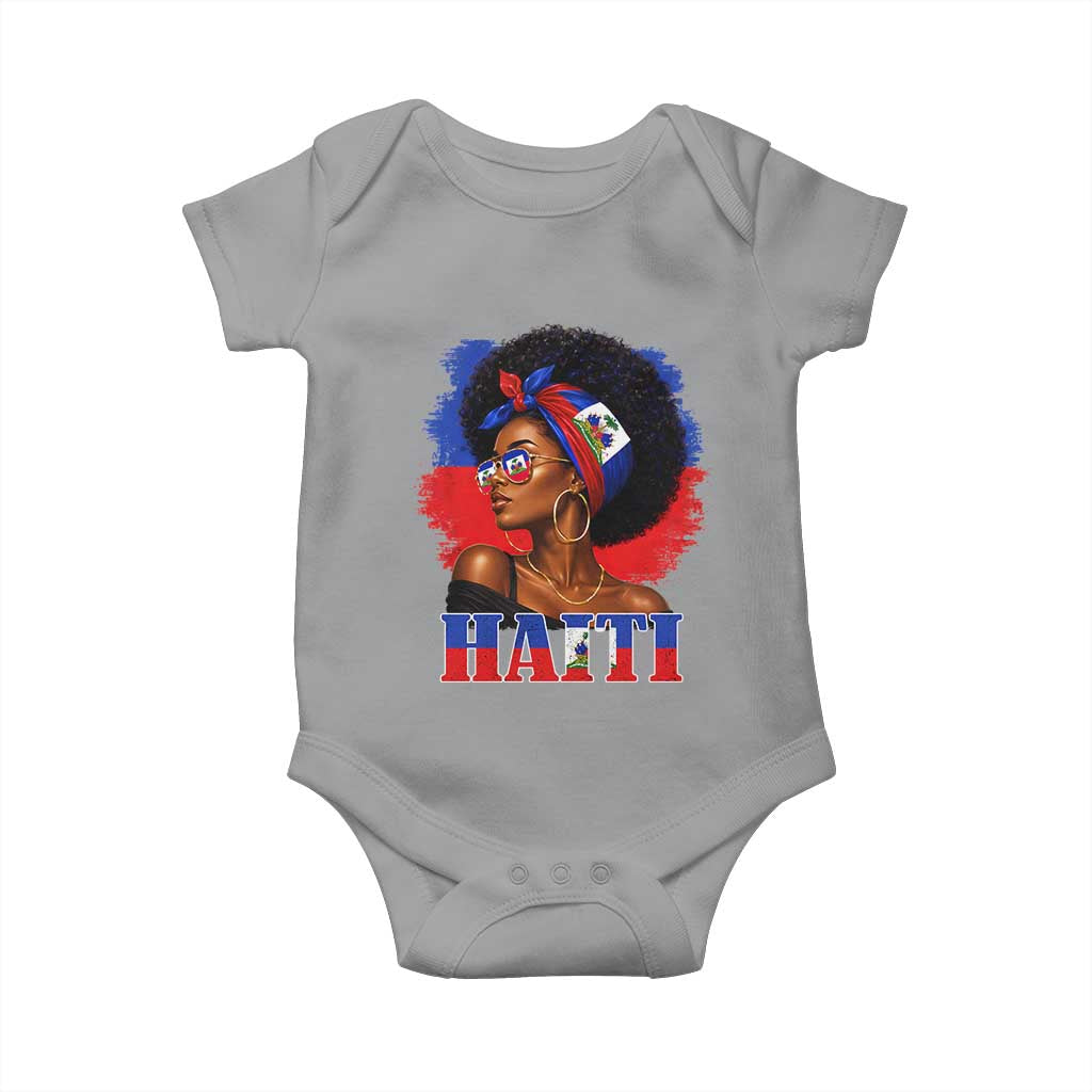 Haitian Queen Afro Melanin Graphic Baby Onesie Haiti Flag Heritage Pride