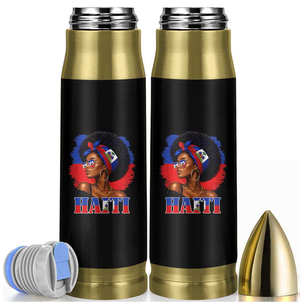 Haitian Queen Afro Melanin Graphic Bullet Tumbler Haiti Flag Heritage Pride