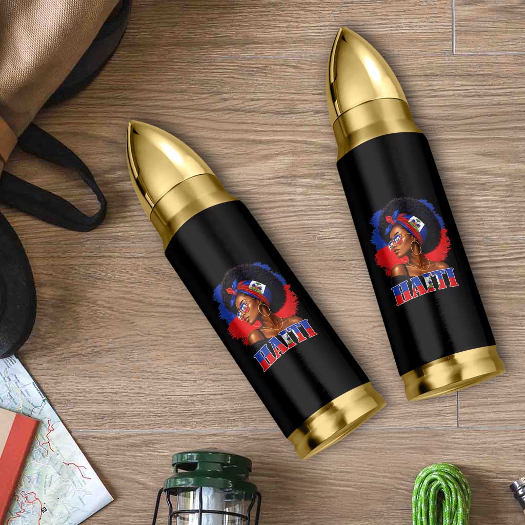 Haitian Queen Afro Melanin Graphic Bullet Tumbler Haiti Flag Heritage Pride