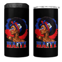 Haitian Queen Afro Melanin Graphic 4 in 1 Can Cooler Tumbler Haiti Flag Heritage Pride