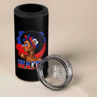 Haitian Queen Afro Melanin Graphic 4 in 1 Can Cooler Tumbler Haiti Flag Heritage Pride