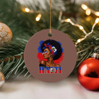 Haitian Queen Afro Melanin Graphic Ceramic Ornament Haiti Flag Heritage Pride