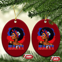 Haitian Queen Afro Melanin Graphic Ceramic Ornament Haiti Flag Heritage Pride