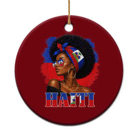 Haitian Queen Afro Melanin Graphic Ceramic Ornament Haiti Flag Heritage Pride