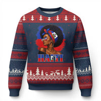 Haitian Queen Afro Melanin Graphic Ugly Christmas Sweater Haiti Flag Heritage Pride