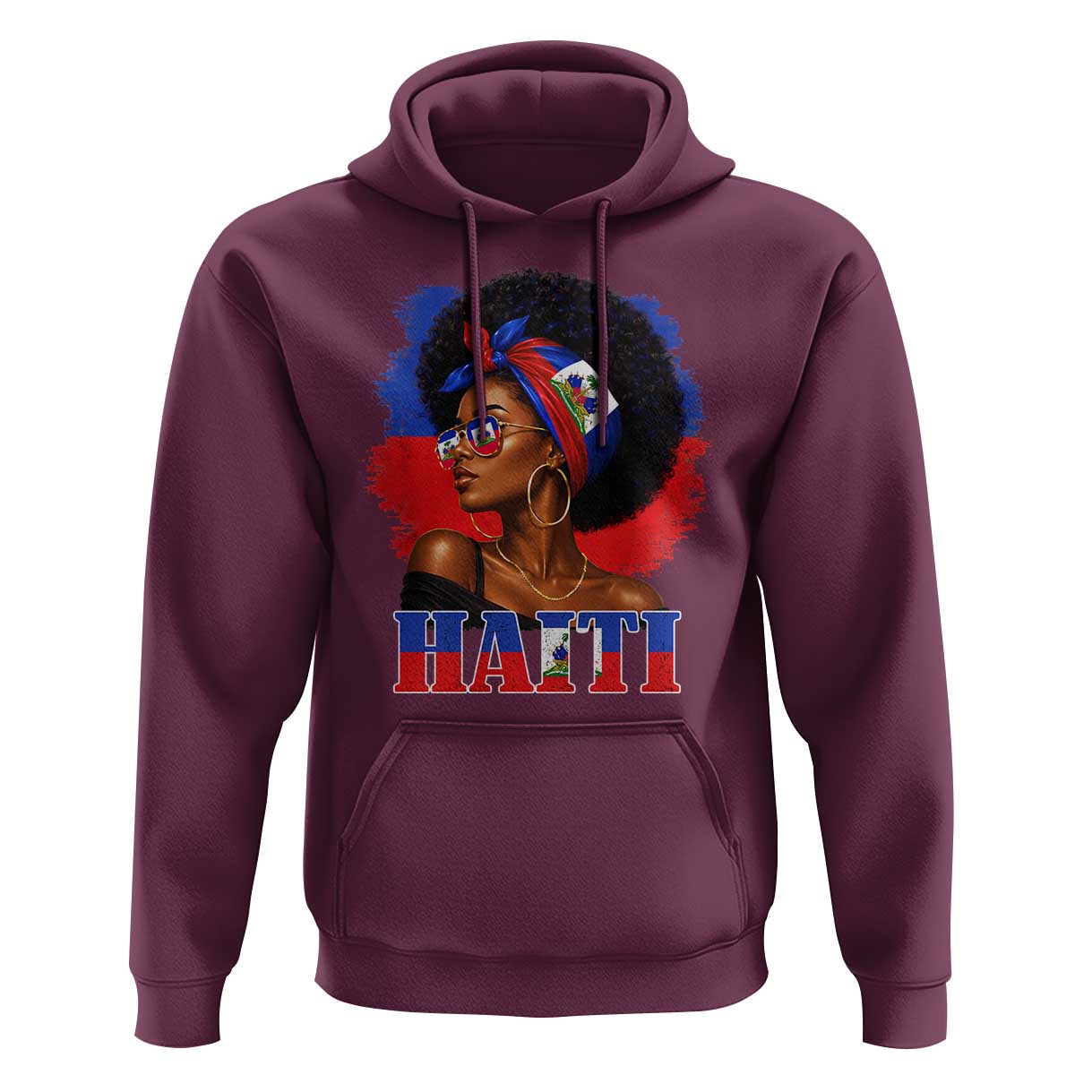 Haitian Queen Afro Melanin Graphic Hoodie Haiti Flag Heritage Pride