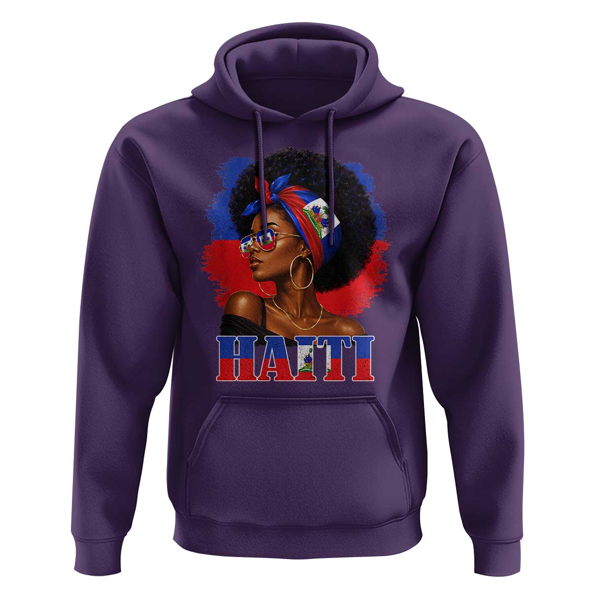 Haitian Queen Afro Melanin Graphic Hoodie Haiti Flag Heritage Pride