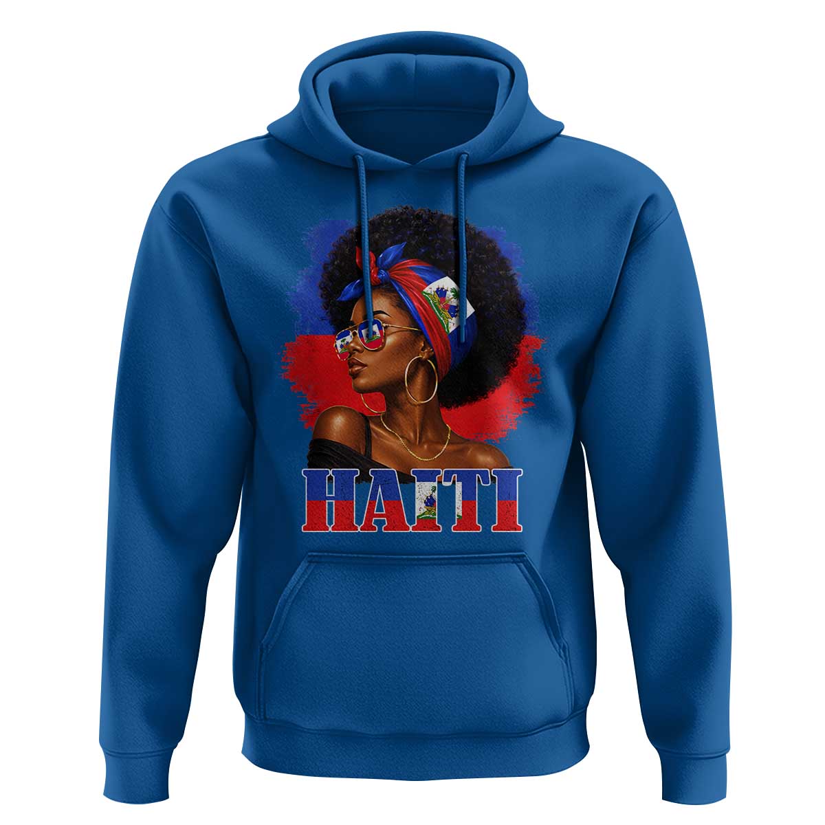 Haitian Queen Afro Melanin Graphic Hoodie Haiti Flag Heritage Pride