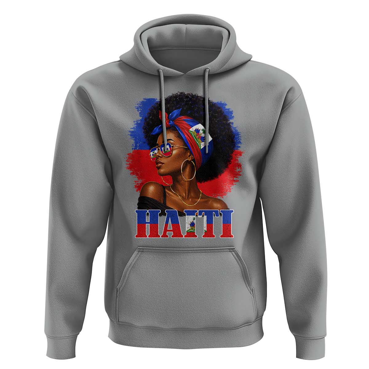Haitian Queen Afro Melanin Graphic Hoodie Haiti Flag Heritage Pride