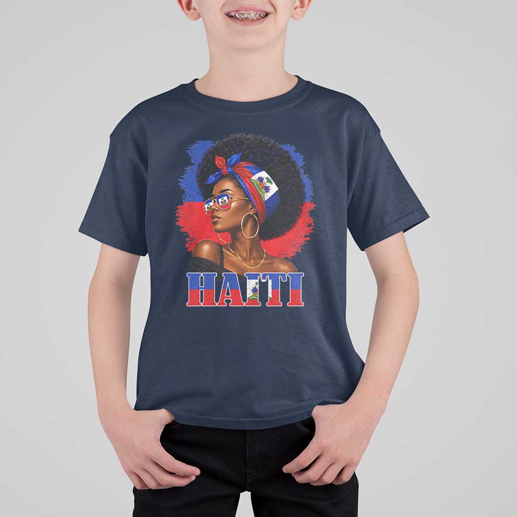 Haitian Queen Afro Melanin Graphic T Shirt For Kid Haiti Flag Heritage Pride