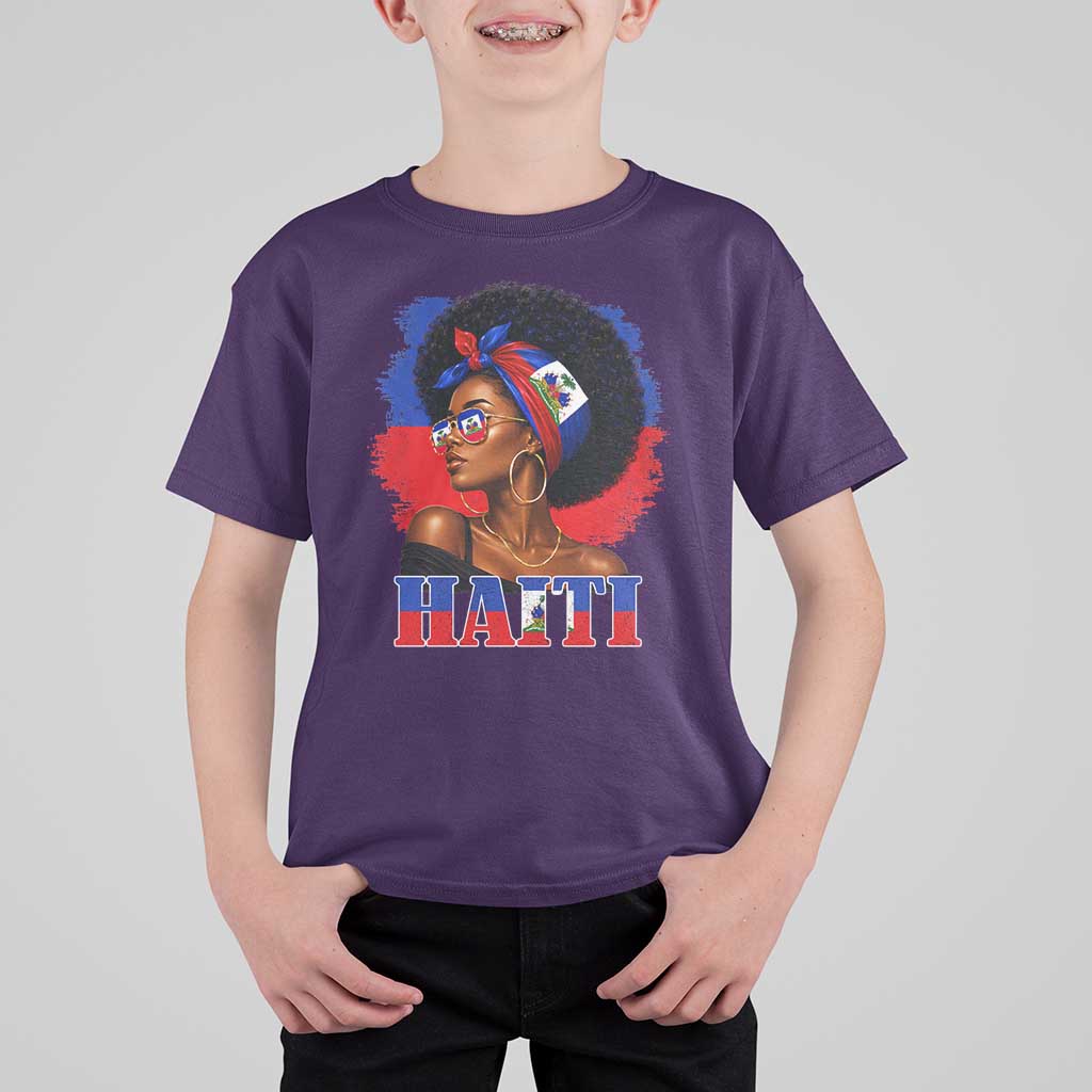 Haitian Queen Afro Melanin Graphic T Shirt For Kid Haiti Flag Heritage Pride