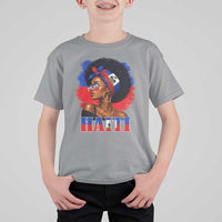 Haitian Queen Afro Melanin Graphic T Shirt For Kid Haiti Flag Heritage Pride