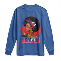 Haitian Queen Afro Melanin Graphic Long Sleeve Shirt Haiti Flag Heritage Pride