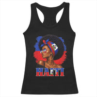 Haitian Queen Afro Melanin Graphic Racerback Tank Top Haiti Flag Heritage Pride