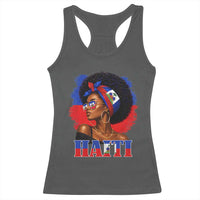 Haitian Queen Afro Melanin Graphic Racerback Tank Top Haiti Flag Heritage Pride