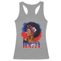 Haitian Queen Afro Melanin Graphic Racerback Tank Top Haiti Flag Heritage Pride