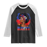 Haitian Queen Afro Melanin Graphic Raglan Shirt Haiti Flag Heritage Pride