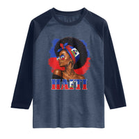 Haitian Queen Afro Melanin Graphic Raglan Shirt Haiti Flag Heritage Pride
