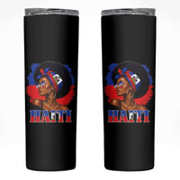 Haitian Queen Afro Melanin Graphic Skinny Tumbler Haiti Flag Heritage Pride