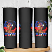 Haitian Queen Afro Melanin Graphic Skinny Tumbler Haiti Flag Heritage Pride