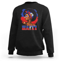 Haitian Queen Afro Melanin Graphic Sweatshirt Haiti Flag Heritage Pride