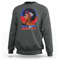 Haitian Queen Afro Melanin Graphic Sweatshirt Haiti Flag Heritage Pride