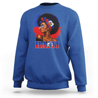 Haitian Queen Afro Melanin Graphic Sweatshirt Haiti Flag Heritage Pride