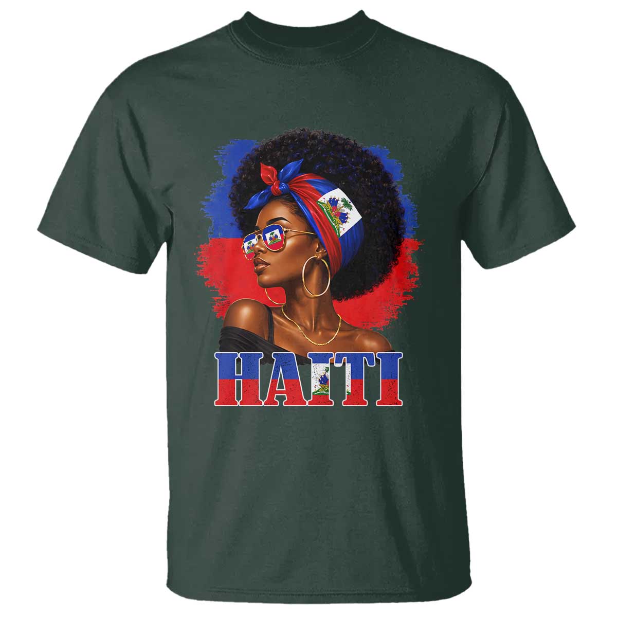 Haitian Queen Afro Melanin Graphic T Shirt Haiti Flag Heritage Pride