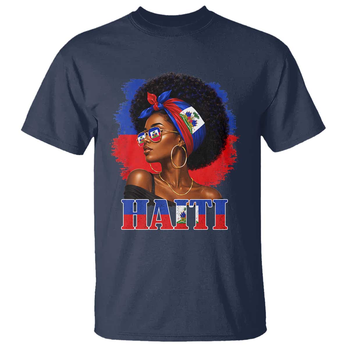 Haitian Queen Afro Melanin Graphic T Shirt Haiti Flag Heritage Pride