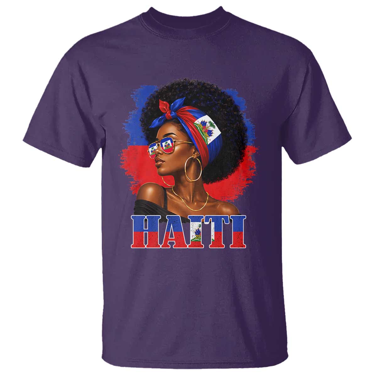 Haitian Queen Afro Melanin Graphic T Shirt Haiti Flag Heritage Pride