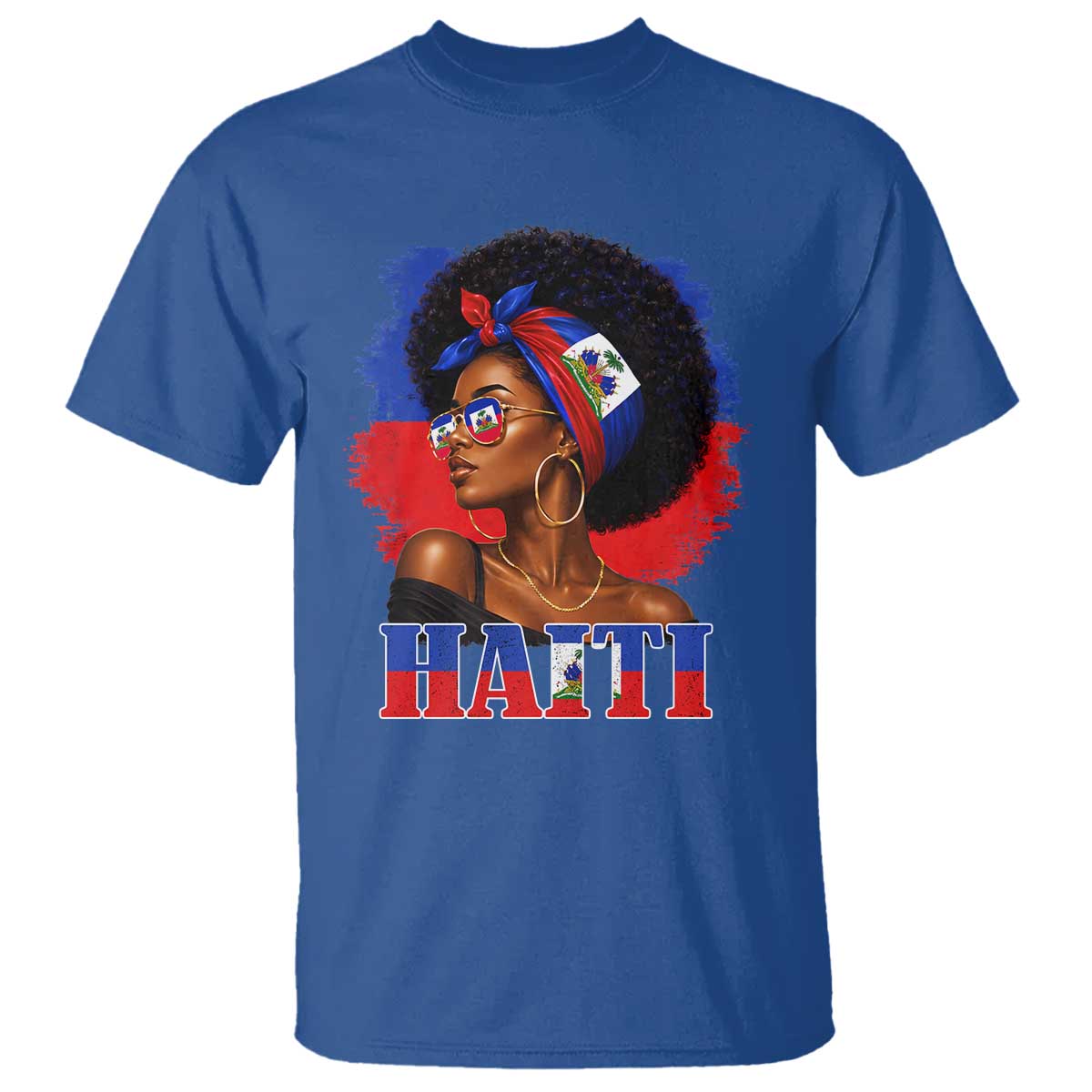 Haitian Queen Afro Melanin Graphic T Shirt Haiti Flag Heritage Pride