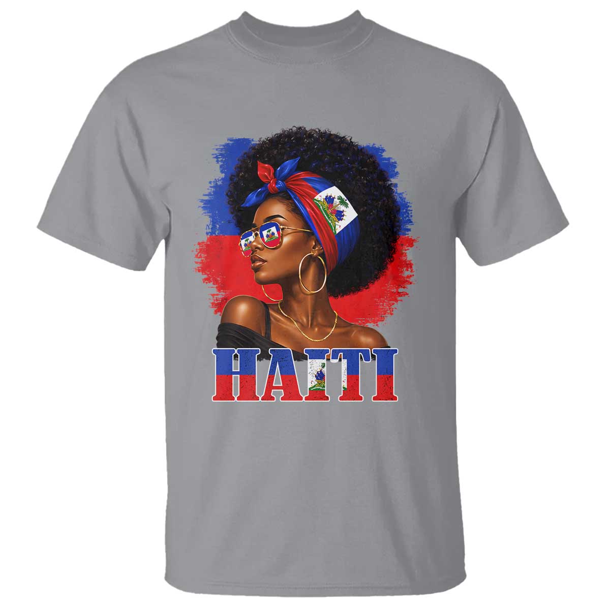 Haitian Queen Afro Melanin Graphic T Shirt Haiti Flag Heritage Pride