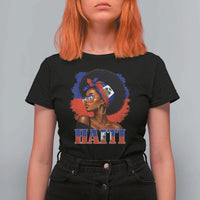 Haitian Queen Afro Melanin Graphic T Shirt For Women Haiti Flag Heritage Pride