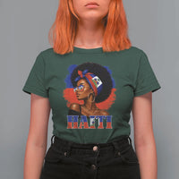Haitian Queen Afro Melanin Graphic T Shirt For Women Haiti Flag Heritage Pride