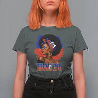 Haitian Queen Afro Melanin Graphic T Shirt For Women Haiti Flag Heritage Pride