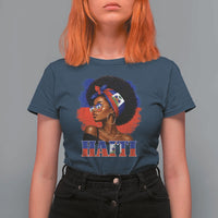 Haitian Queen Afro Melanin Graphic T Shirt For Women Haiti Flag Heritage Pride