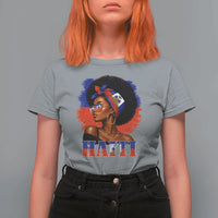 Haitian Queen Afro Melanin Graphic T Shirt For Women Haiti Flag Heritage Pride