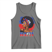 Haitian Queen Afro Melanin Graphic Tank Top Haiti Flag Heritage Pride