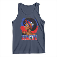Haitian Queen Afro Melanin Graphic Tank Top Haiti Flag Heritage Pride