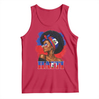 Haitian Queen Afro Melanin Graphic Tank Top Haiti Flag Heritage Pride