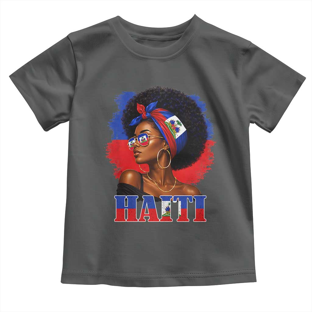 Haitian Queen Afro Melanin Graphic Toddler T Shirt Haiti Flag Heritage Pride