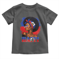 Haitian Queen Afro Melanin Graphic Toddler T Shirt Haiti Flag Heritage Pride