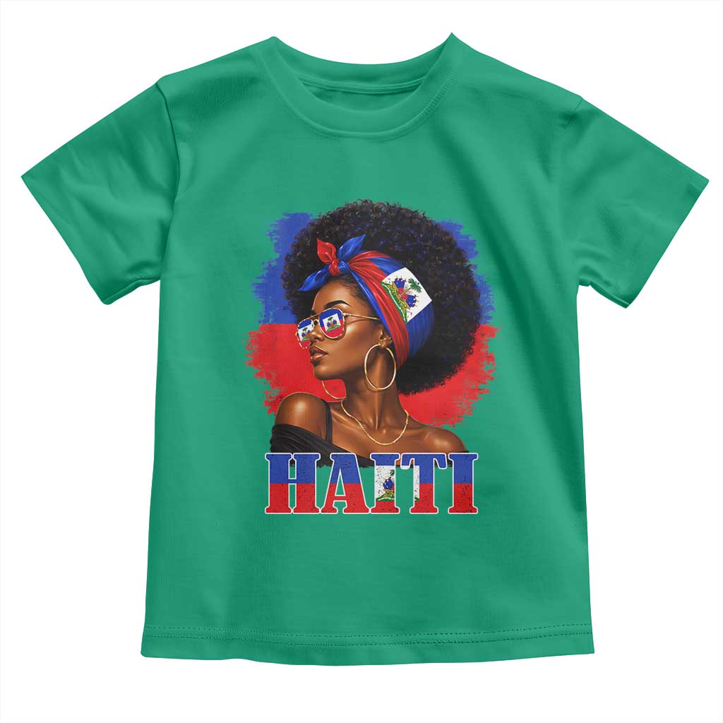 Haitian Queen Afro Melanin Graphic Toddler T Shirt Haiti Flag Heritage Pride